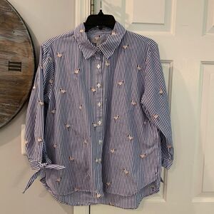 Marc New York Flamingo Striped Tie Cuff Shirt L